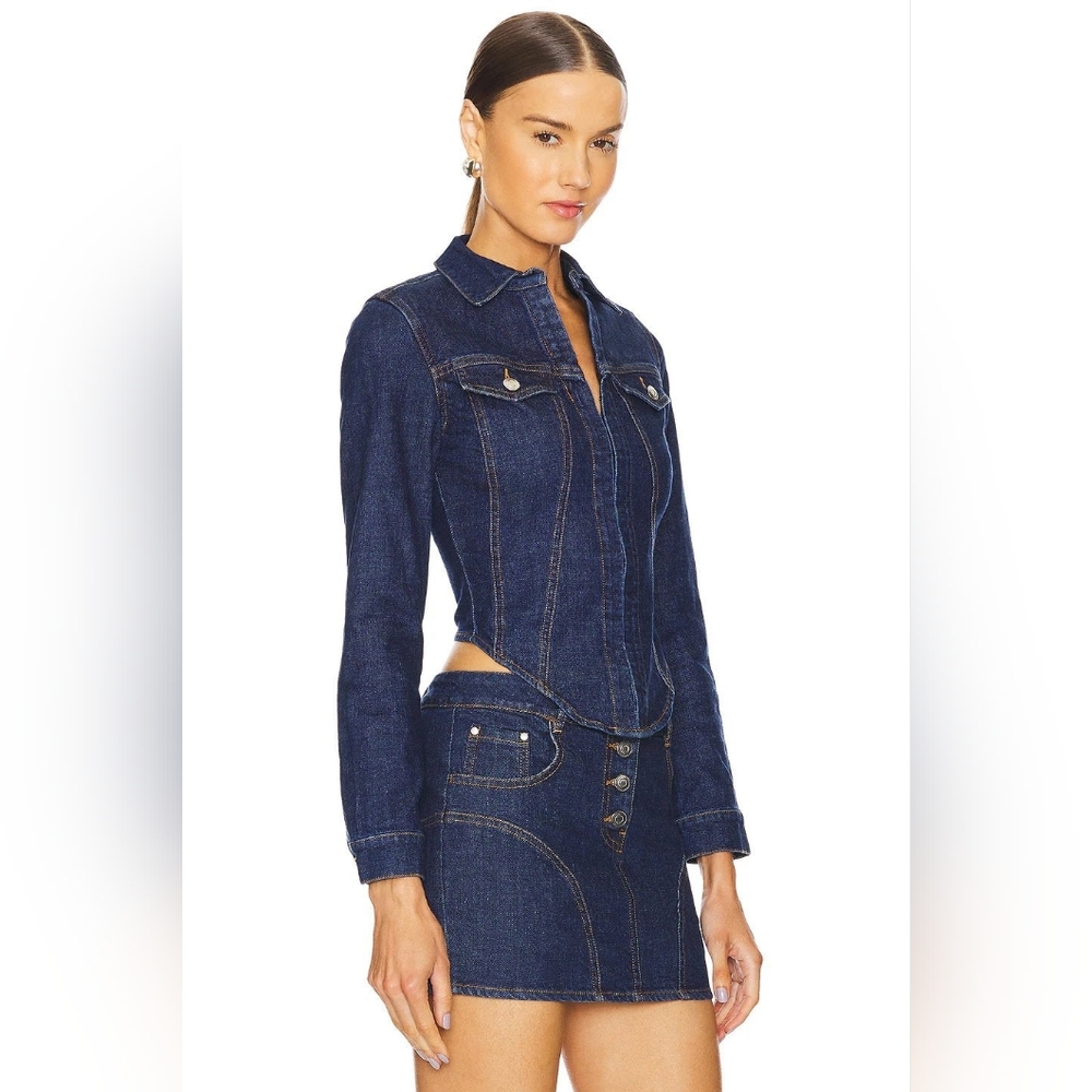 NWT Amanda Uprichard Bristol Denim Top in Dark Blue Heritage Wash - Sz Medium - Picture 4 of 16